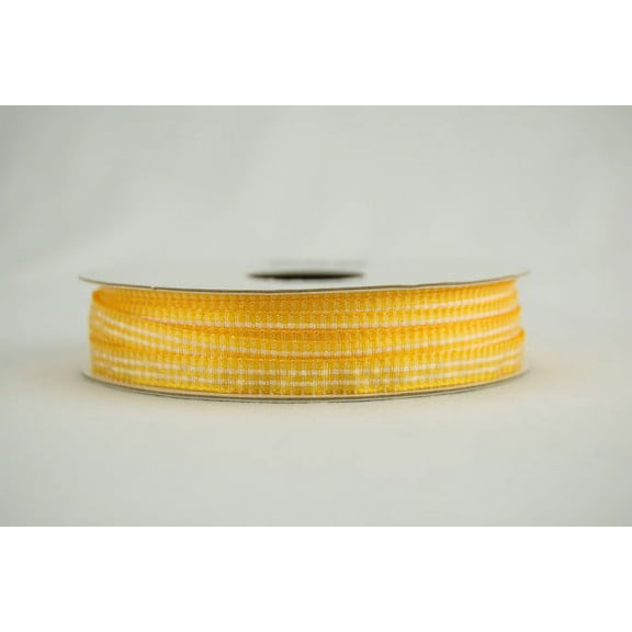 Ribbon Bazaar Taffeta Gingham Check 7/8 inch Yellow 25 yards Ribbon