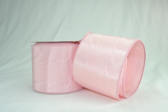 Ribbon Bazaar Wired Bengaline Moire Ribbon 2-1/2 inch Light Pink (Same Edge) 10 yards