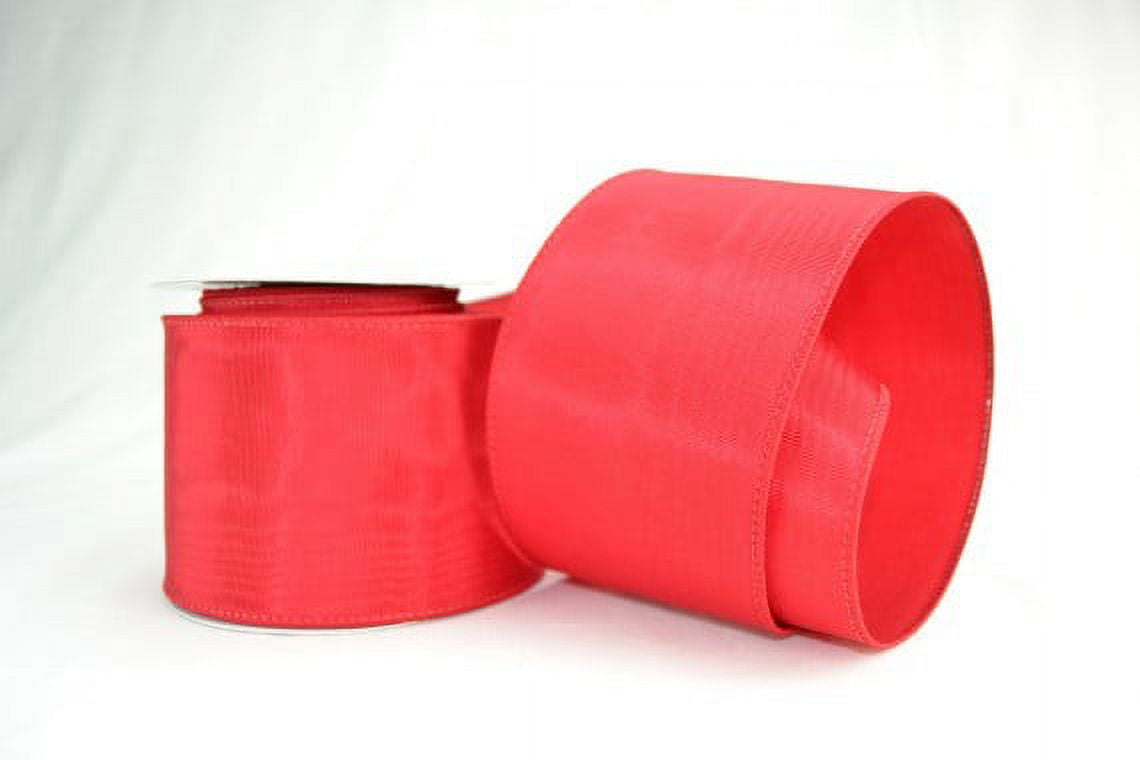 Ribbon Bazaar Wired Bengaline Moire Ribbon 2-1/2 inch Red (Same Edge) 10 yards