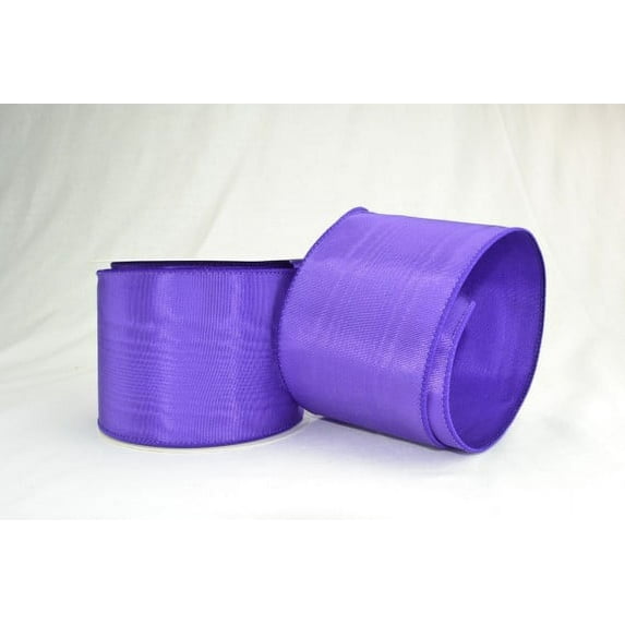 Ribbon Bazaar Wired Bengaline Moire Ribbon 3-1/2 inch Purple (Same Edge) 10 yards