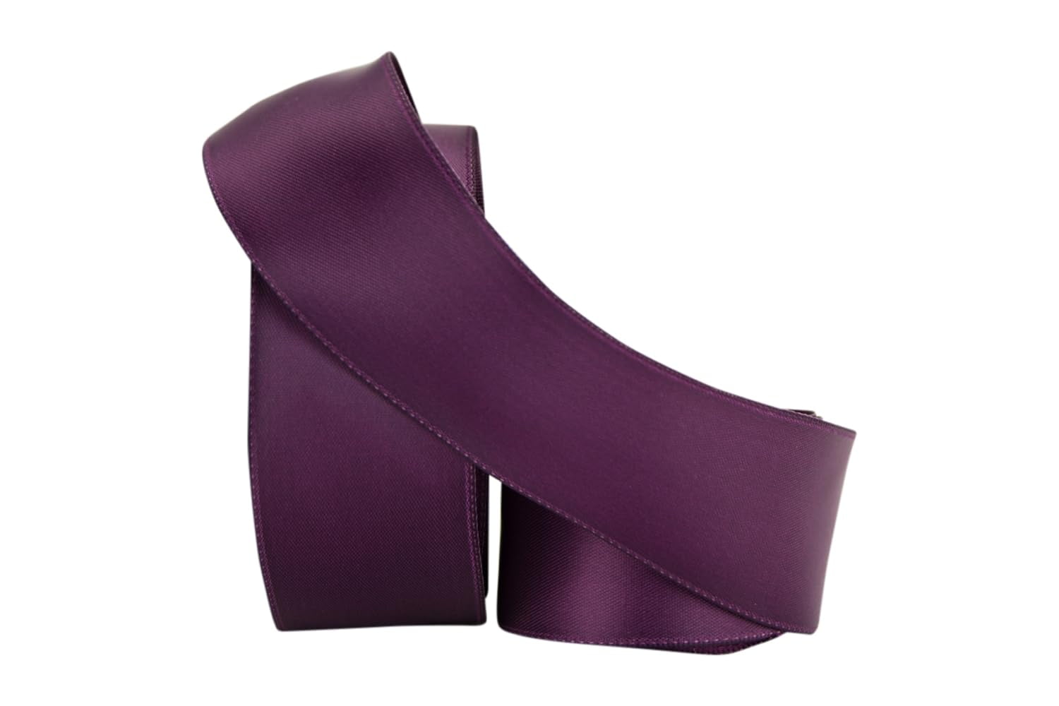 Ribbon Bazaar Wired Double Faced Satin 1-1/2 inch Aubergine 25 yards Ribbon