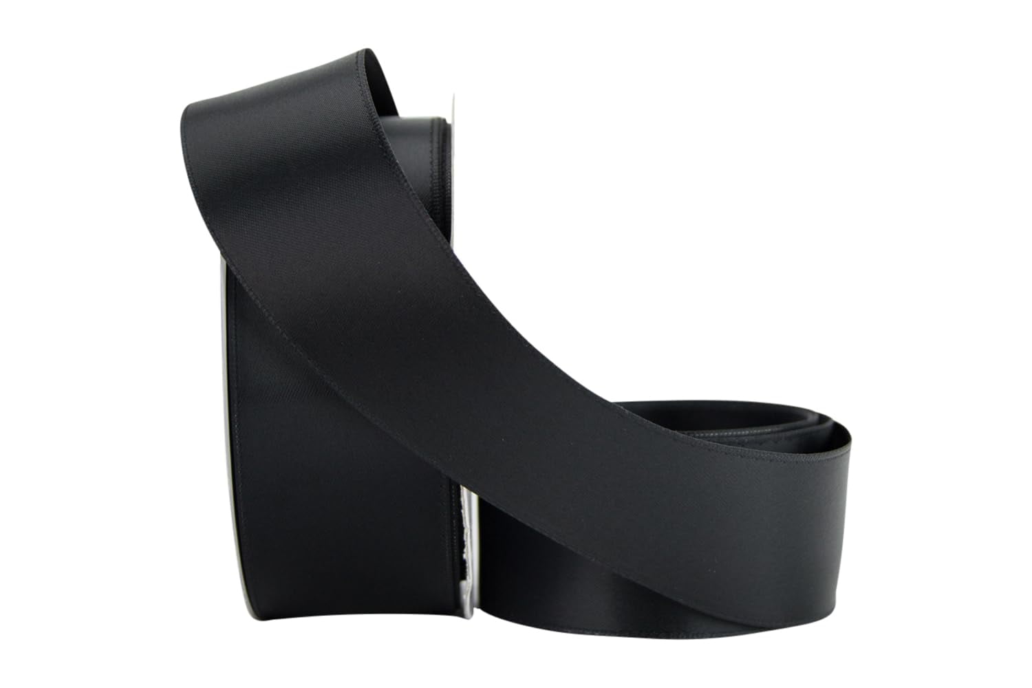 Ribbon Bazaar Wired Double Faced Satin 1-1/2 inch Black 25 yards Ribbon