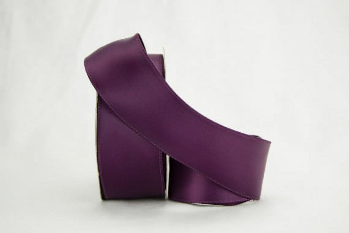 Ribbon Bazaar Wired Double Faced Satin 2-1/2 inch Aubergine 25 yards Ribbon