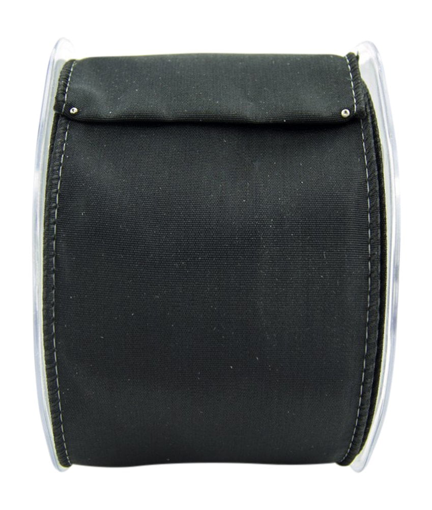 Ribbon Bazaar Wired Iridescent Taffeta 3-1/2 inch Black (Same Color Edge) 10 yards 100% Acetate Ribbon