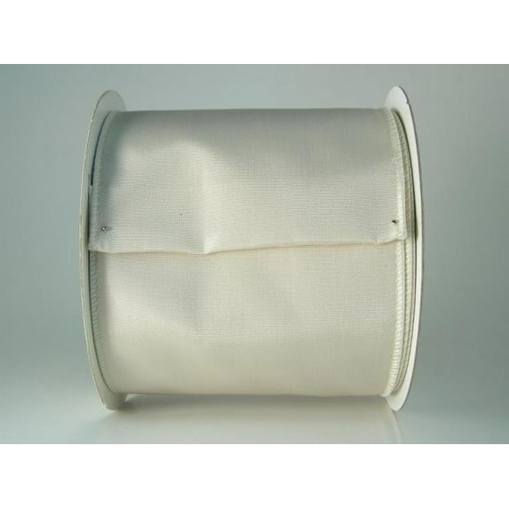 Ribbon Bazaar Wired Iridescent Taffeta 6 inch Ivory (Same Color Edge) 10 yards 100% Acetate Ribbon