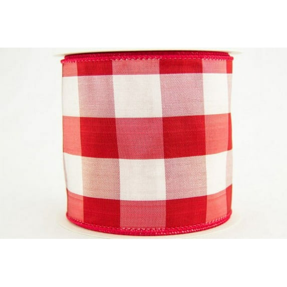 Ribbon Bazaar Wired Polyester Buffalo Check 2-1/2 inch Red 10 yards Ribbon