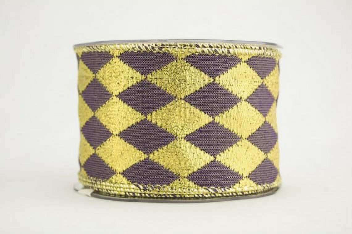 Ribbon Bazaar Wired Reversible Diamonds Pattern Ribbon 6 inch Purple 10 ...