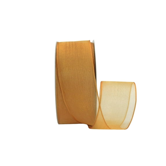 Ribbon Bazaar Wired Sheer Organza 1-1/2 inch Old Gold 25 yards Ribbon