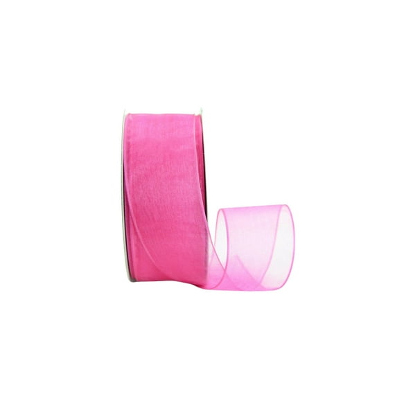 Ribbon Bazaar Wired Sheer Organza 1-1/2 inch Shocking Pink 25 yards Ribbon