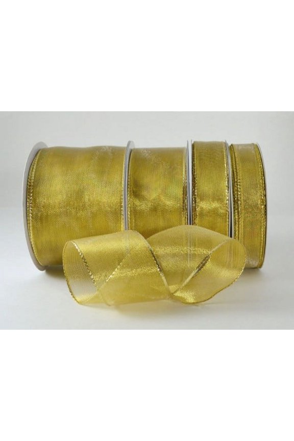 Wired Shimmering Metallic Sheer 2-1/2 inch Gold 25 yards Ribbon