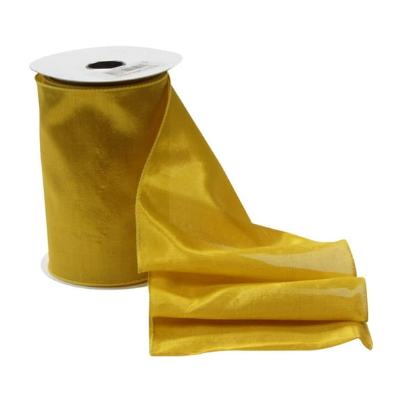 Ribbon Bazaar Wired Shiny Taffeta Plain 2-1/2 inch Daffodil 10 yards Ribbon