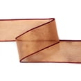 thumbnail image 1 of Ribbon Bazaar Wired Woven Edge Metallic Sheer 1-1/2 inch Copper (Burgundy Edge) 25 yards Ribbon, 1 of 1