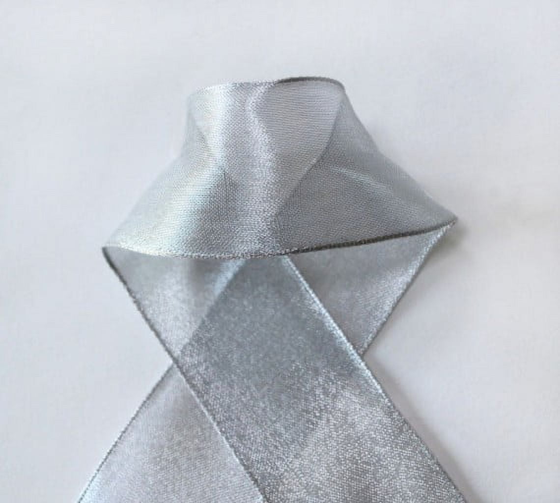 Ribbon Bazaar Wired Woven Edge Metallic Sheer 2-1/2 inch Silver 25 yards Ribbon