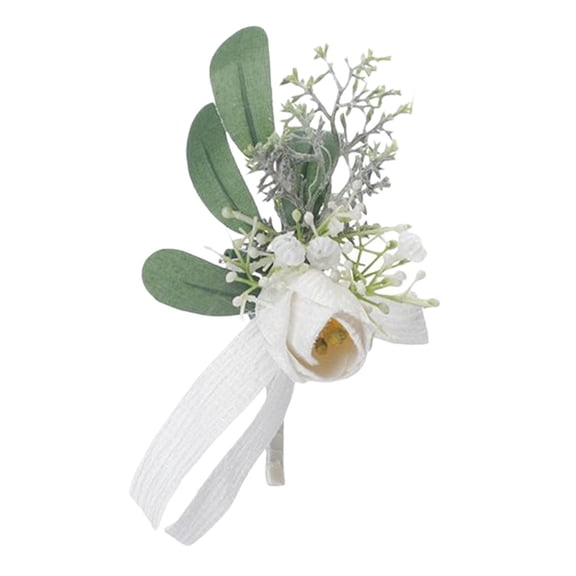 Ribbon Boutonniere Decoration Flower with Clip Formal Suit Accessories Rose Chest Corsage for Groom Bridal Bridesmaid Ceremony Event