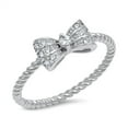 thumbnail image 1 of Ribbon Bow Clear CZ Bowtie Ring .925 Sterling Silver Bali Band White Jewelry Female Size 8, 1 of 4