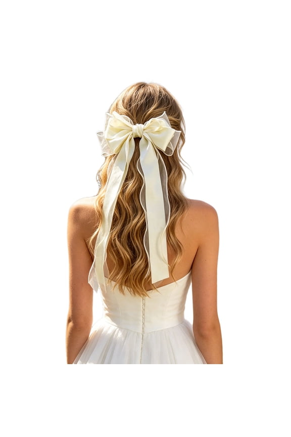 Ribbon Bow Hair Fashionable Elegant For Back Of Head Hair