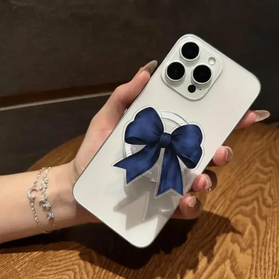 Ribbon Bow Magsafe Phone Grip, Aesthetic Magnetic Pop Socket, Phone Holder, Accessory for E-Readers