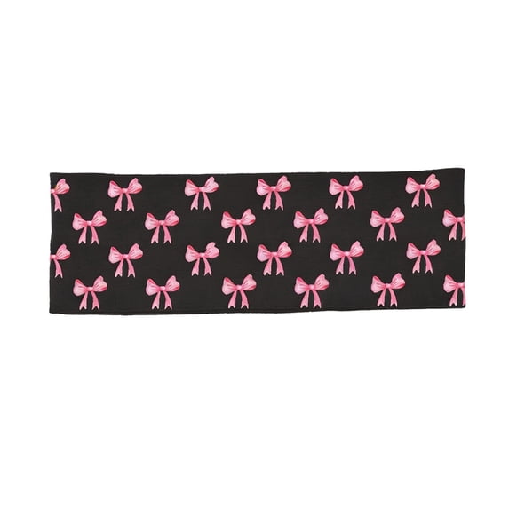 Ribbon Bow Printed Headbands Elastic Sports Yoga Sweatbands with Breathable Sweatproof Fabric Cancer Awareness Decorative Hair Bands for Yoga Running Gym