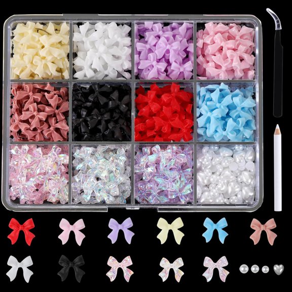 Ribbon Bow Tie Christmas Resin Bow Nail Ornament Mixed Set Box