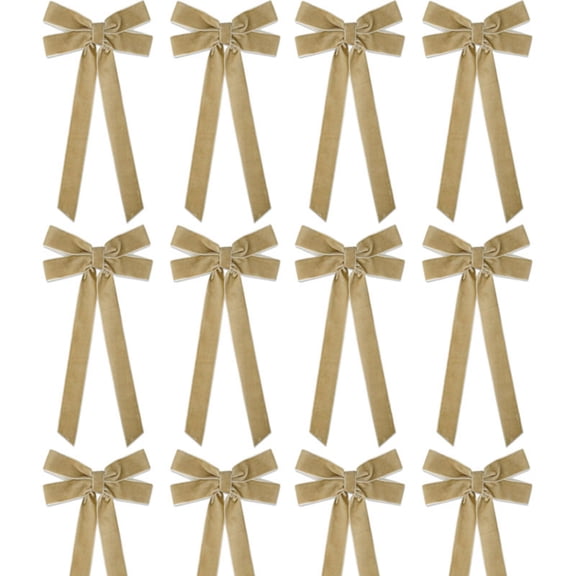 Ribbon Bows Christmas Tree Ornaments,Vintage Rustic Small Craft Velvet Bows for Xmas Tree Ornament for Wreath Gift Wrapping Candy Bags Party DIY Decorations 12Pcs