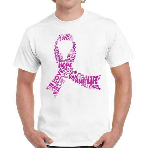 Ribbon Breast Cancer Awareness TShirt for Men Awareness Mens T-Shirt - S M L XL 2XL 3XL 4XL 5XL Graphic Tee - Support Gift Top Shirt for Him