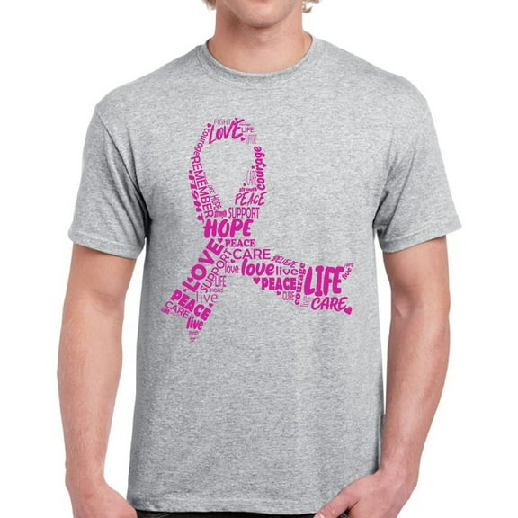 Ribbon Breast Cancer Awareness TShirt for Men Awareness Mens T-Shirt - S M L XL 2XL 3XL 4XL 5XL Graphic Tee - Support Gift Top Shirt for Him