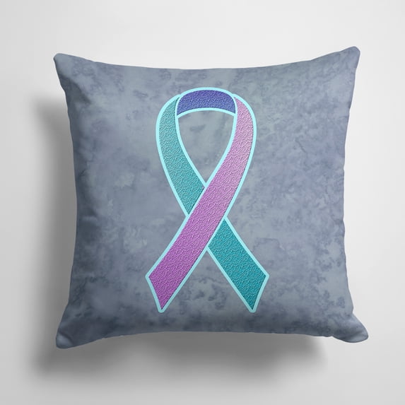 Ribbon Cancer Awareness Fabric Decorative Pillow