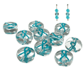 thumbnail image 1 of Ribbon Cancer Glass Beads for Jewelry Making, Ovarian Prostate Awareness, Turquoise, 10mm, 10 pcs, 1 of 9