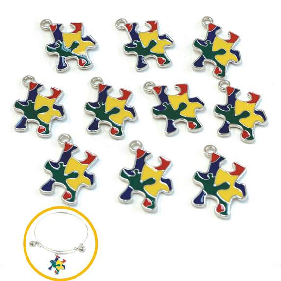Ribbon Charms, Awareness Charms, DIY Jewelry Making Supplies, Autism, 10 pcs