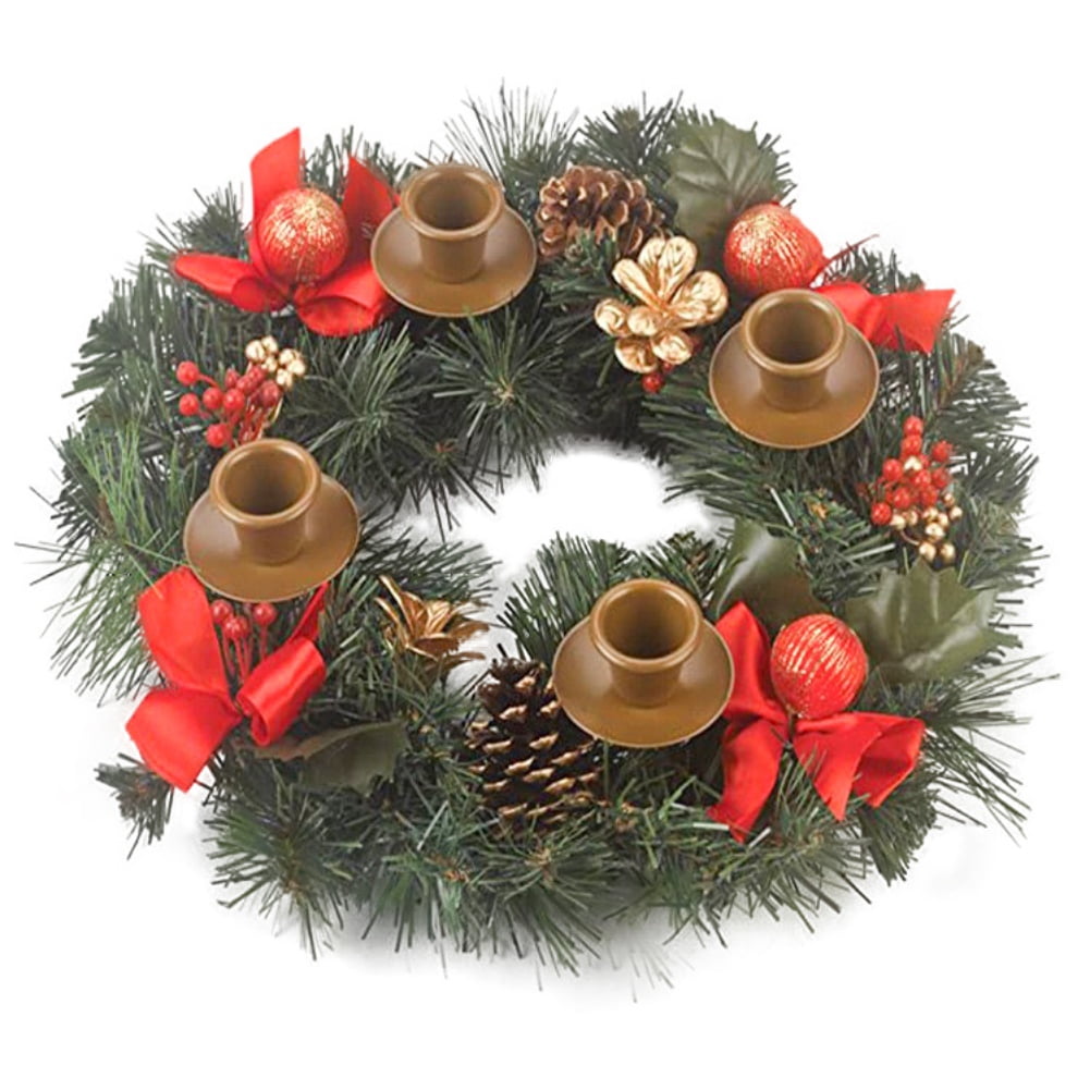 Ribbon Christmas Advent Wreath - Advent Season Centerpiece Décor ...