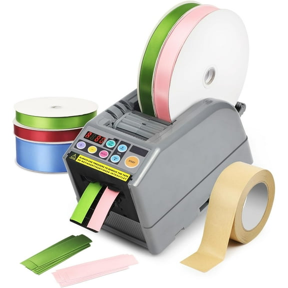 Ribbon Cutting Machine, Advanced Automatic Electric Tape Dispenser, 999mm Max Cut Length, Manual & Auto Modes, for Business, Schools, Restaurants, Factories, Warehouses Home Use