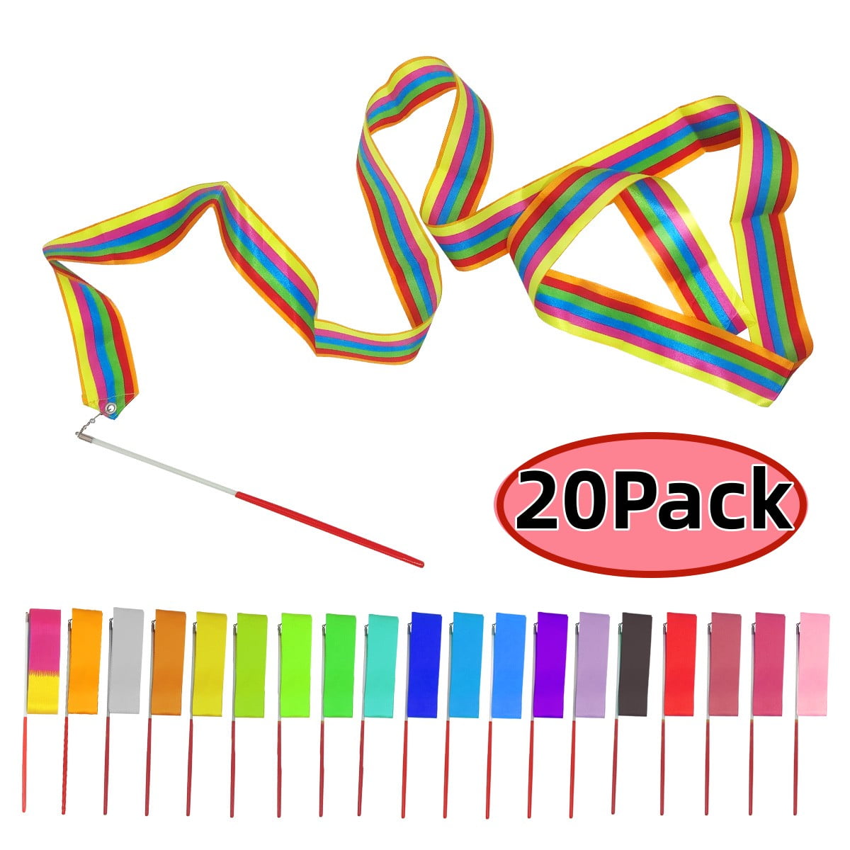 Rainbow Kids Party Favors - 1 Pack Dance Ribbon Streamers Gymnastics Baton  Spinning Work Flags, Girls Birthday Ball Party Decorations Gift Bags  Stuffed Toys 