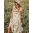 thumbnail image 1 of Ribbon Detail Tie Shoulder Tiered Maxi Dress Above Ankle Length, 1 of 3