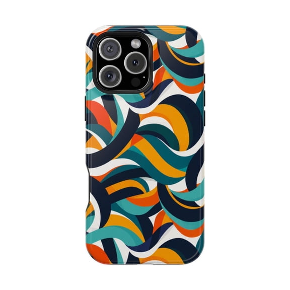Ribbon Flow Magnetic Tough Phone Case, Coquette Bow Style Dual Layer Shockproof Protective Cover Compatible with iPhone 15