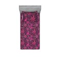 thumbnail image 1 of Ribbon Flowers Fitted Sheet & Pillow Sham Set, Purplish Art of Tropical Floral Pattern with Neutral Colors, Decorative Printed 2 Piece Bedding Decor, Twinxl, Magenta Dried Rose Coral, by Ambesonne, 1 of 1