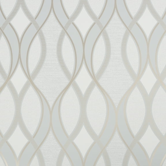 Ribbon Geo Grey and Gold Wallpaper