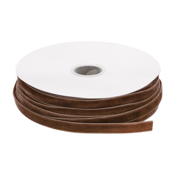 Uxcell Velvet Ribbon Wrapping 3/8" x 50 Yard Brown Single Face Craft Velvet