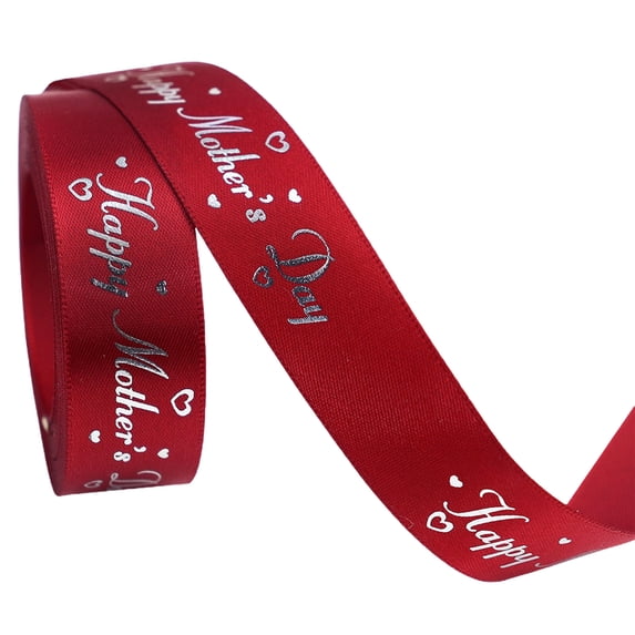 Ribbon for Gift Wrapping, Mother's Day Floral Ribbon, Mom Glitter Ribbon, Satin Craft Supply, DIY Bouquet Ribbon, Party Decor Satin Ribbon, Floral Ribbon for Wreath, Glitter Craft Ribbon