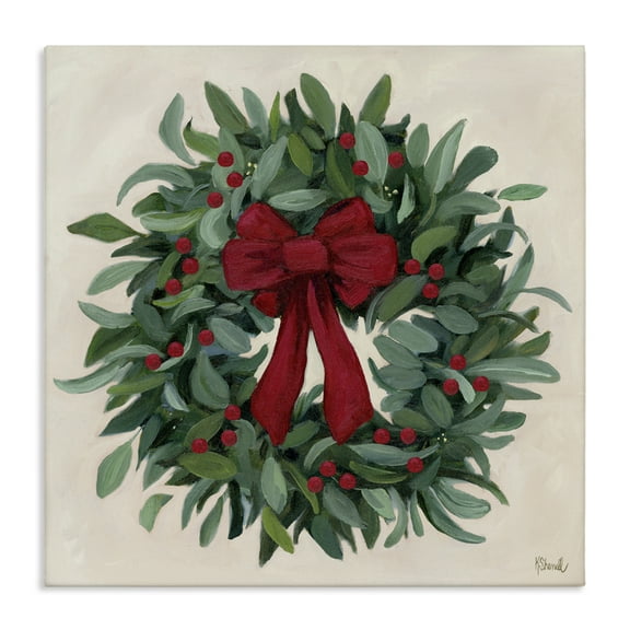 Stupell Industries Ribbon Holly Wreath Canvas Wall Art, design by Kate Sherrill, 17 x 17