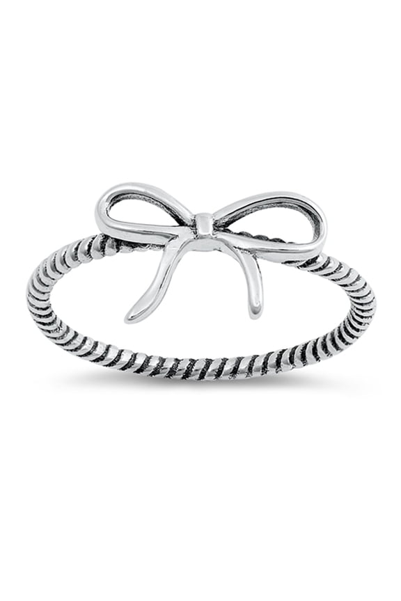 Ribbon Infinity Loop Knot Gift Ring .925 Sterling Silver Rope Band Jewelry Female Male Size 10