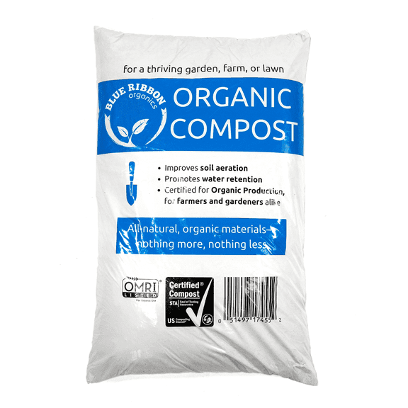 Blue Ribbon Organics OMRI Certified Natural Premium Organic Compost for Plants | Plant Food | Odorless Natural Fertilizer | Soil Builder Size: 7.9 Gallon Bag