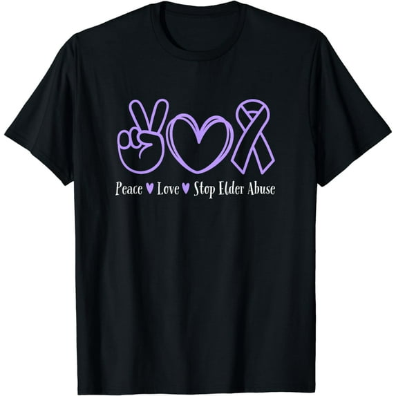 Ribbon - Peace Love Stop Elder Abuse T-Shirt