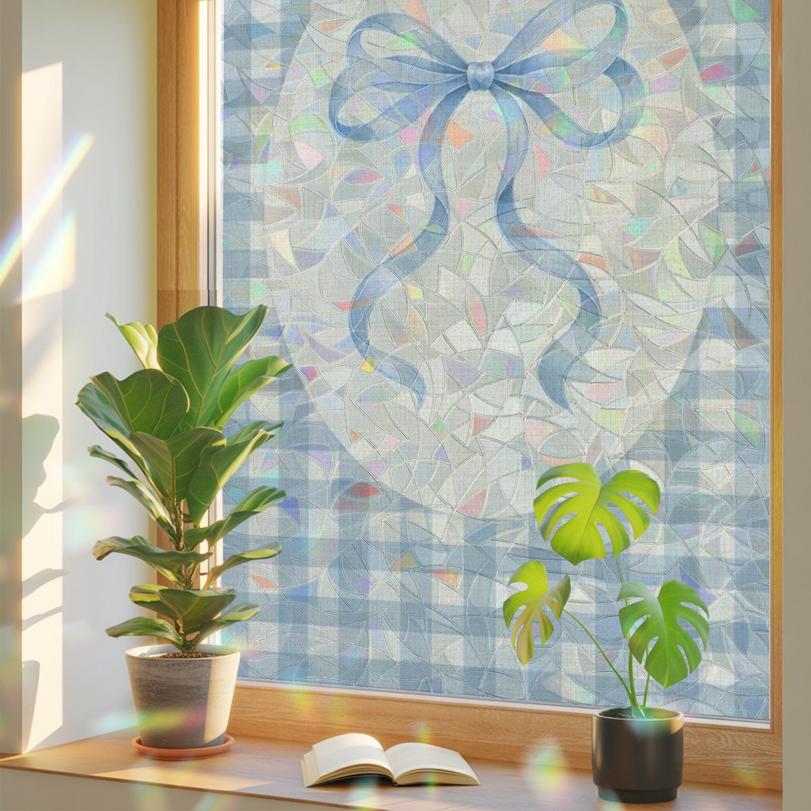 Windows Rainbow Ribbons Ribbon Prints Window Privacy Film Rainbow Static Cling Stain Glass ...