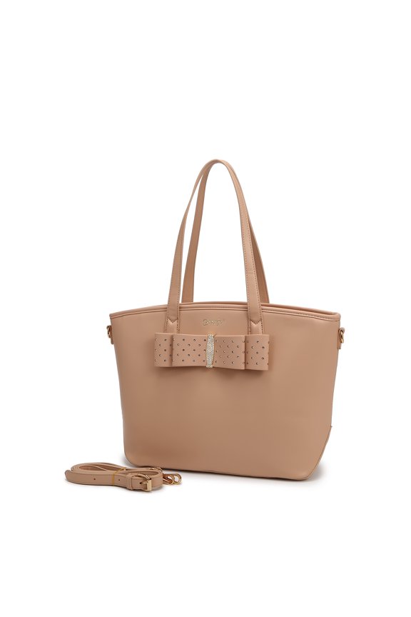 Ribbon Romance Tote Handbag with Rhinestones