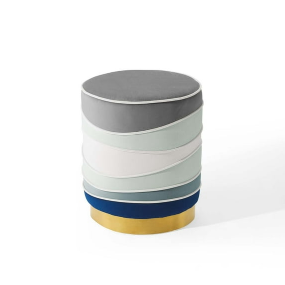 Modway Ribbon Round Performance Velvet Ottoman in Multicolored