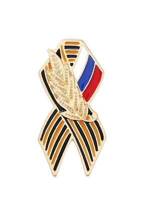 Ribbon Sign Badge with Russian Flag Saint George Day Lapel Pin Festive Brooches History Memory Symbol Pins
