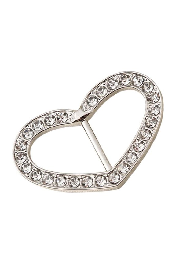 Ribbon Slider DIY Bridal Chic Craft Rhinestone Buckle for Belt Hairbow Girls Argent Heart