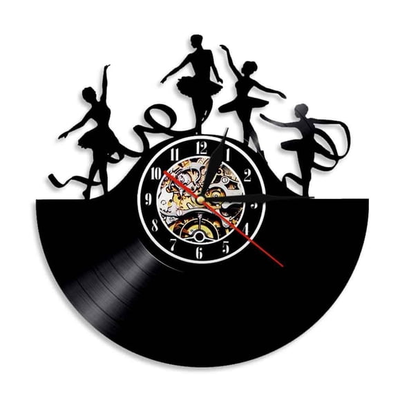 Ribbon Spin Dancing Wall Art Wall Clock Ribbon Dancers Vinyl Record Wall Clock Ballerina Dancing Modern Design Home Decor Gift Without LED