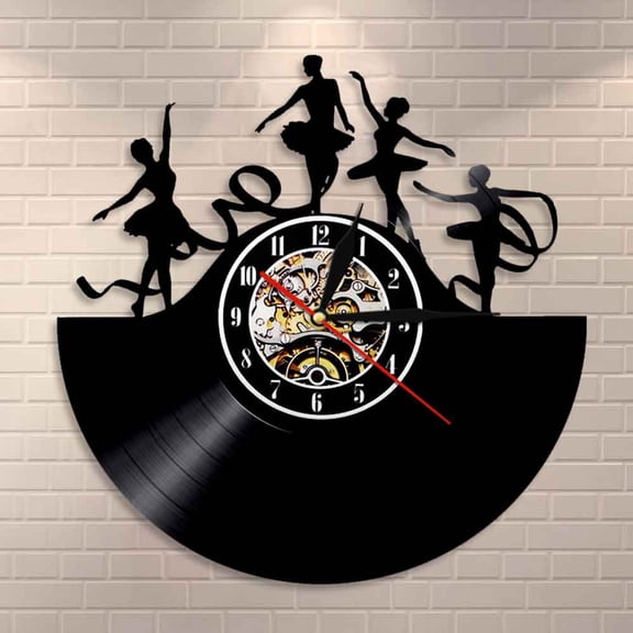 Ribbon Spin Dancing Wall Art Wall Clock Ribbon Dancers Vinyl Record Wall Clock Ballerina Dancing Modern Design Home Decor Gift