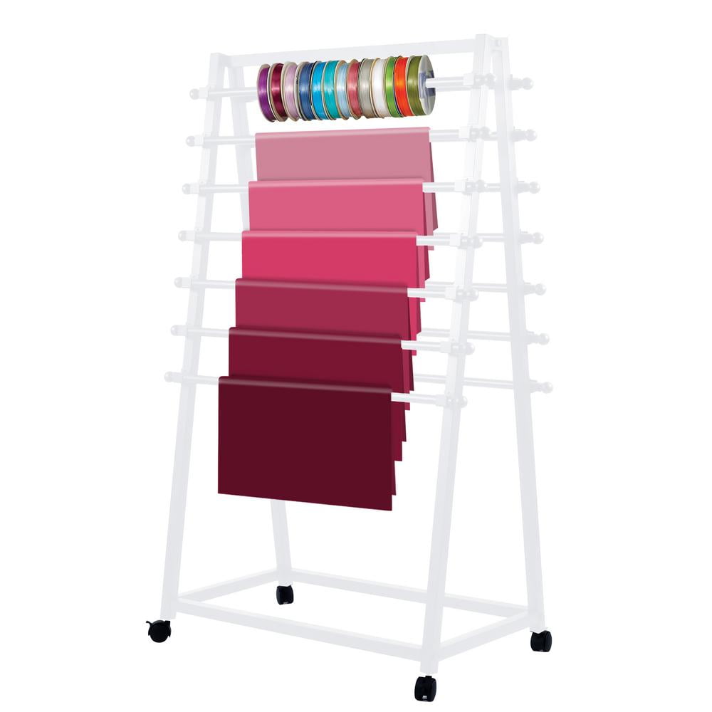 Ribbon Spool Holder, Wall Wrapping Paper Storage Rack with Wheels, Tie ...